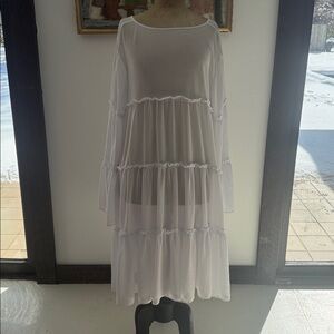 MAX AZARIA | Comfortable White Sheered Dress